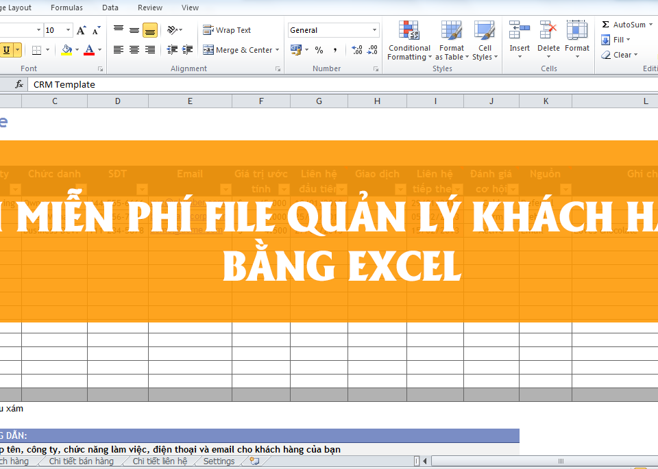 File Excel quản lý khách hàng miễn phí