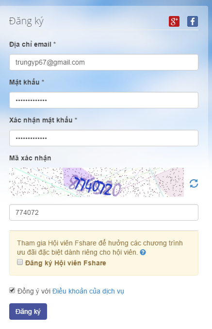 Gửi video qua Fshare