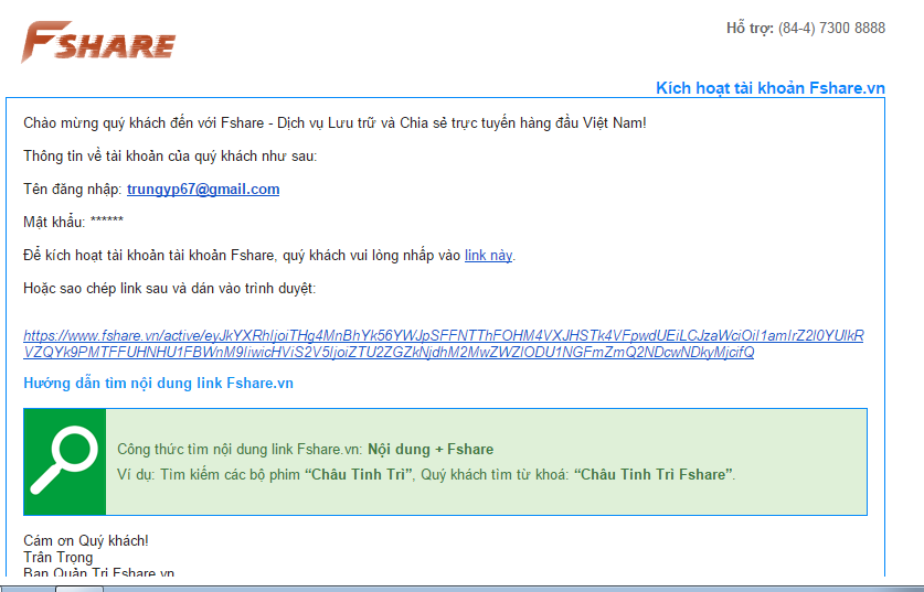 Gửi video bằng Fshare