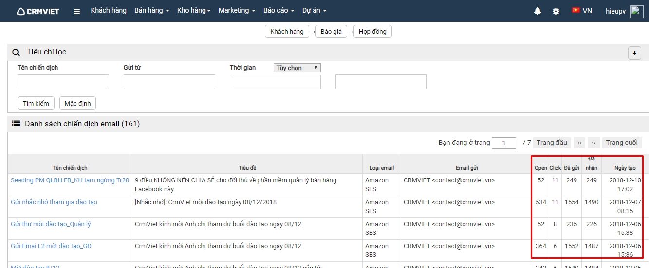 Tracking open click email marketing