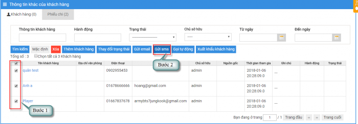 Gửi SMS trong chiến dịch