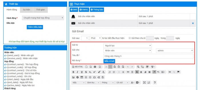 Nhắc việc cho nhân viên bằng SMS