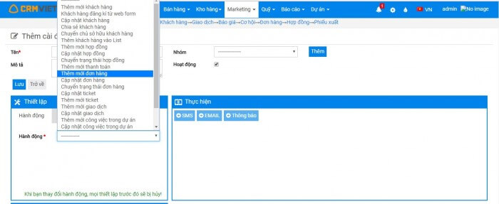 Đa dạng các hành động trong automation