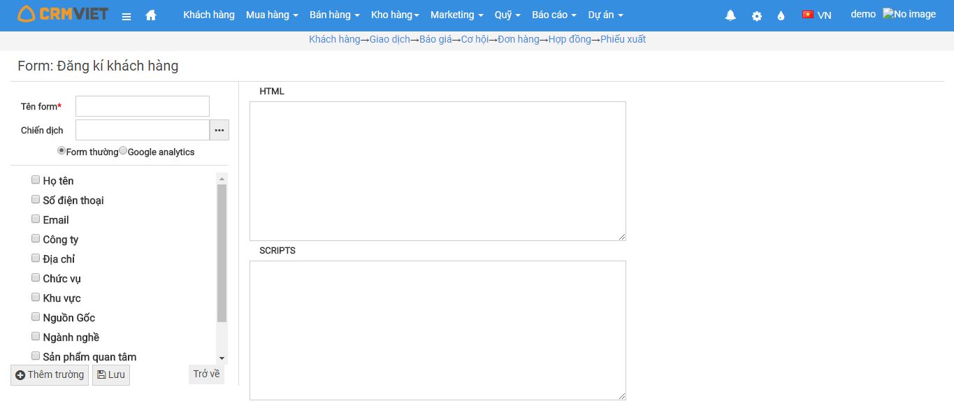 Tích hợp, tự tạo webform