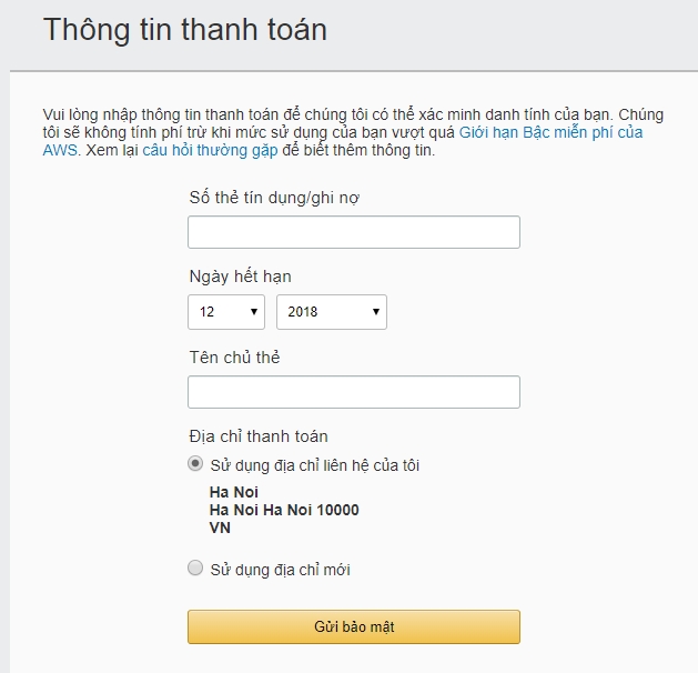 Thông tin thẻ thanh toán
