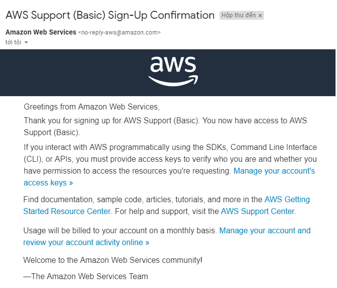 Thư xác nhận từ Amazon SES
