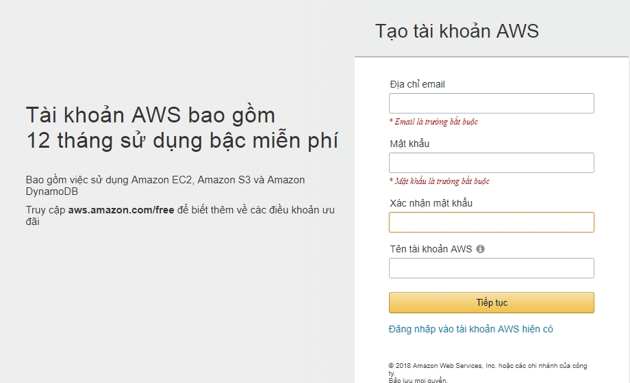 Tạo tài khoản Amazon SES