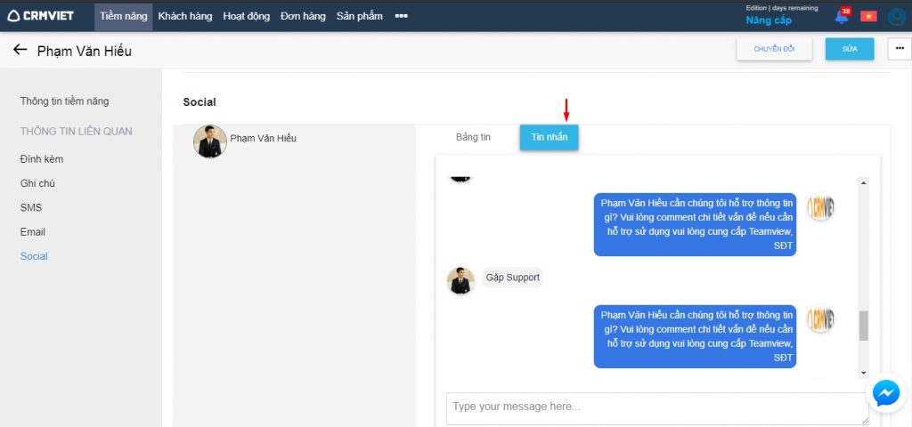 Tích hợp Facebook - Quản lý tin nhắn khách hàng tiềm năng