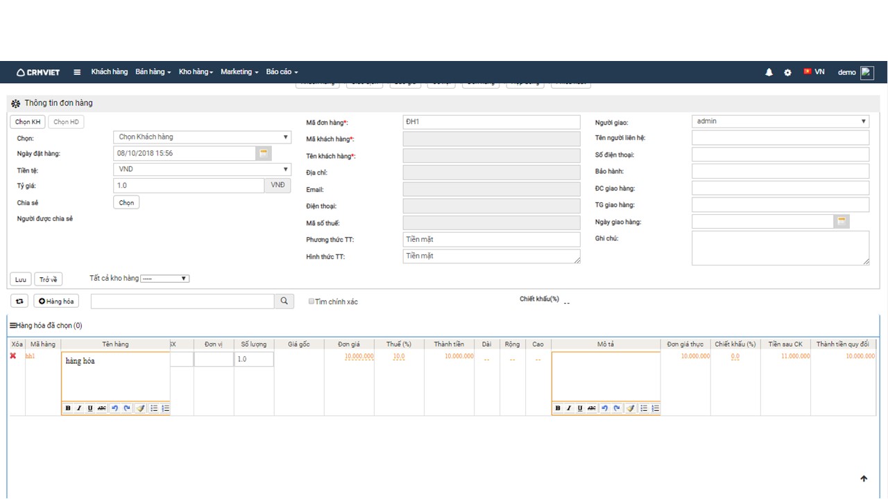 Tính năng quản lý bán hàng - Quản lý báo giá