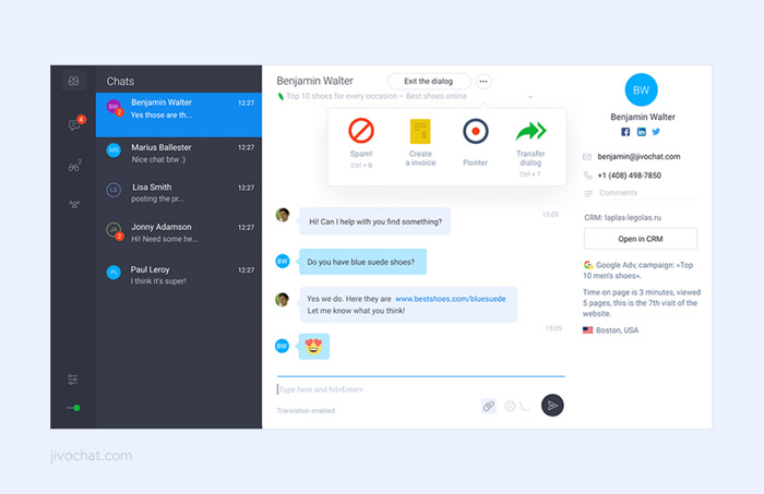 Phần mềm chat miễn phí jivochat