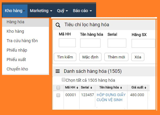 Phần mềm quản lý sản phẩm CRMVIET