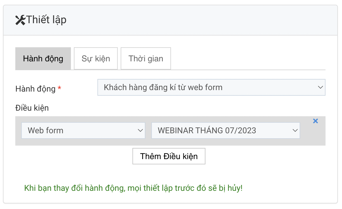 Thiết lập Automation CRMVIET